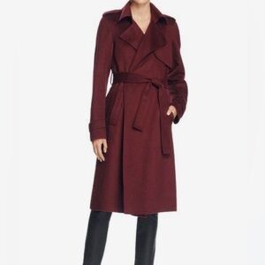 Theory Burgundy Tie-Waist Trench Coat